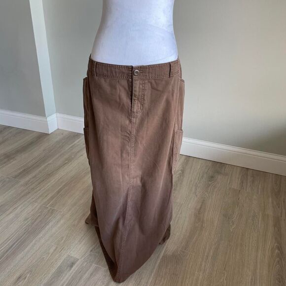 Cato Chocolate Brown Low Rise Maxi Cargo Skirt Vintage Y2K Womens 16 Boho Grunge - Picture 2 of 8
